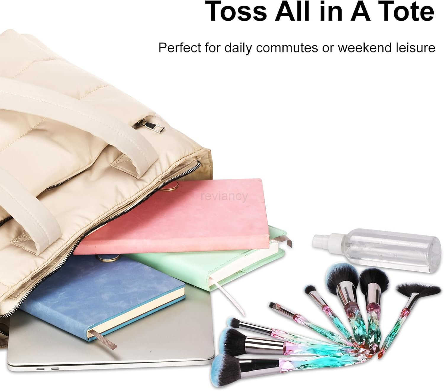 Tote Bag for Women Puffer Quilted Handbag with Compartments Lightweight Puffy Shoulder Bag for Travel Work GymW250904