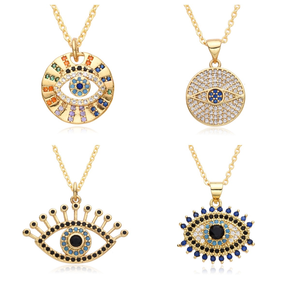 New Multi-Shape Demon Eye Oil Drop Necklace Micro Inlaid Pendant Neck Jewelry Accessories