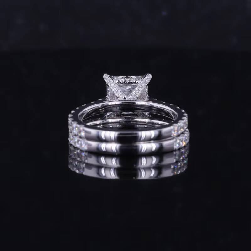 Starsgem Mossanite Rings 14k 9k Solid Gold Ring Invisible Set 2ct Princess Moissanite Diamond Ring