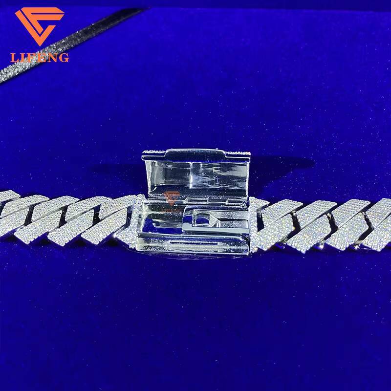 12mm VVS Moissanite Cuban Necklace Hot Sale Bling Moissanite 925 Sterling Silver Cuban Link Chain Hip Hop Jewelry