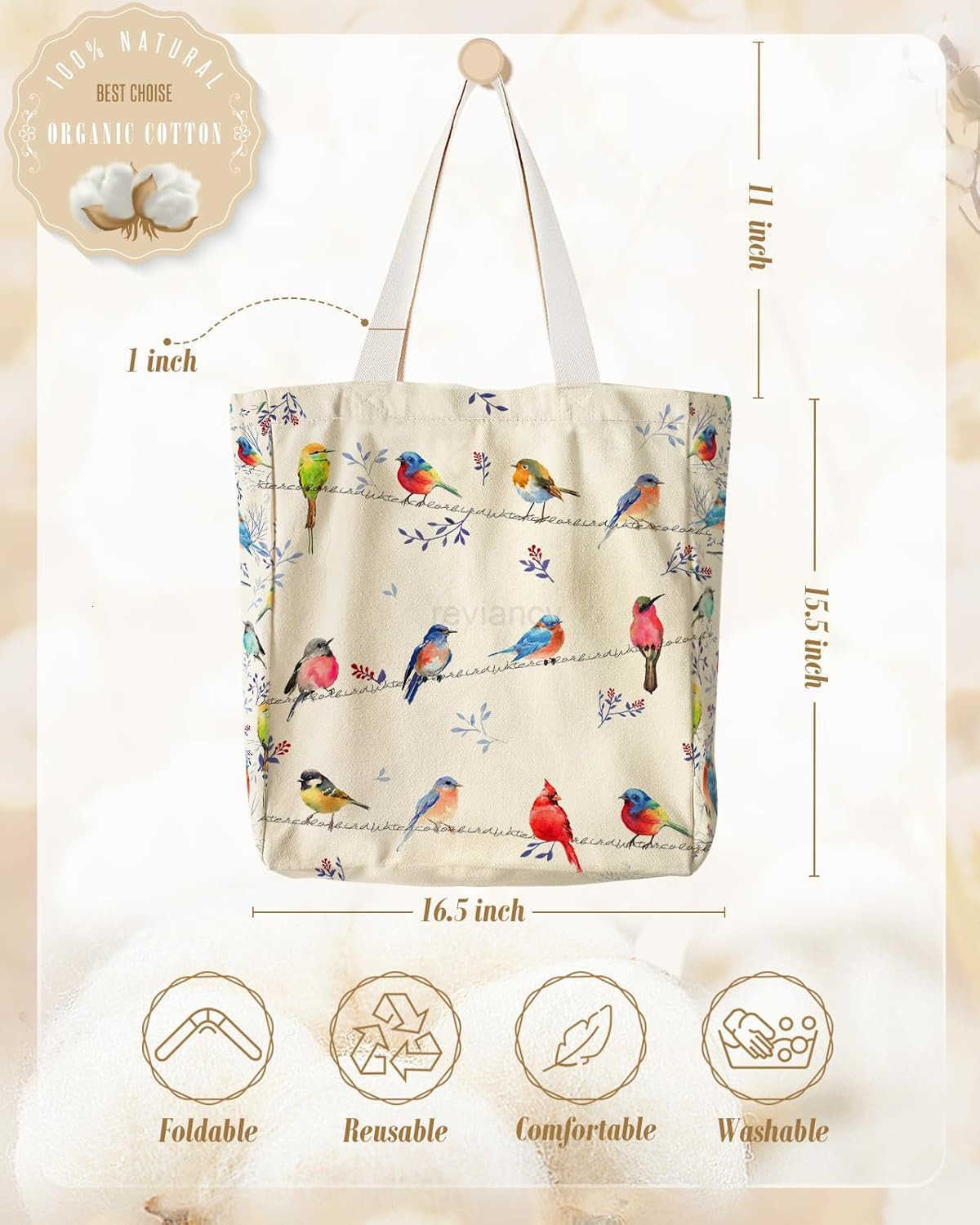 Large Canvas Tote Bag for Women with Zipper and Inner Pocket Aesthetic Cute Shoulder Bag for Shopping DailyW250904