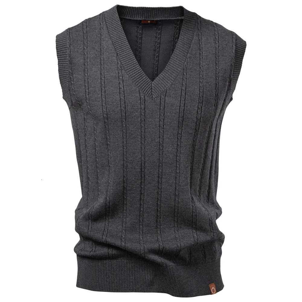 Mens VNeck Tweed Sweater Vest Business Waistcoat for AutumnWinter 2025 Season Classic Style Casual FashionXJ250904