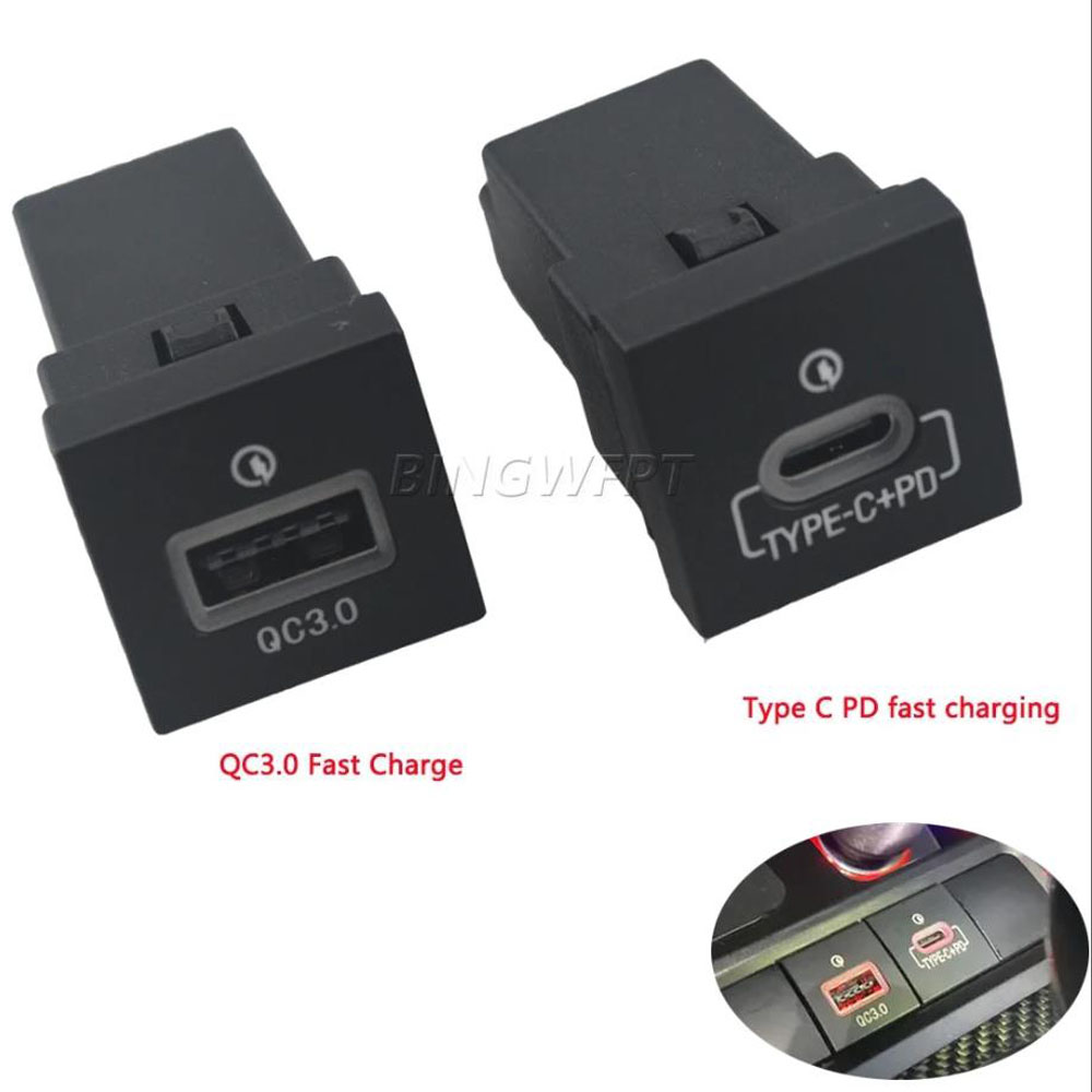 Car USB Charger Socket Fast Charge Adapter PD Type C and QC3.0 Power Outlet Switch For VW Golf 6 Jetta 5 MK5 Scirocco 2006-2012
