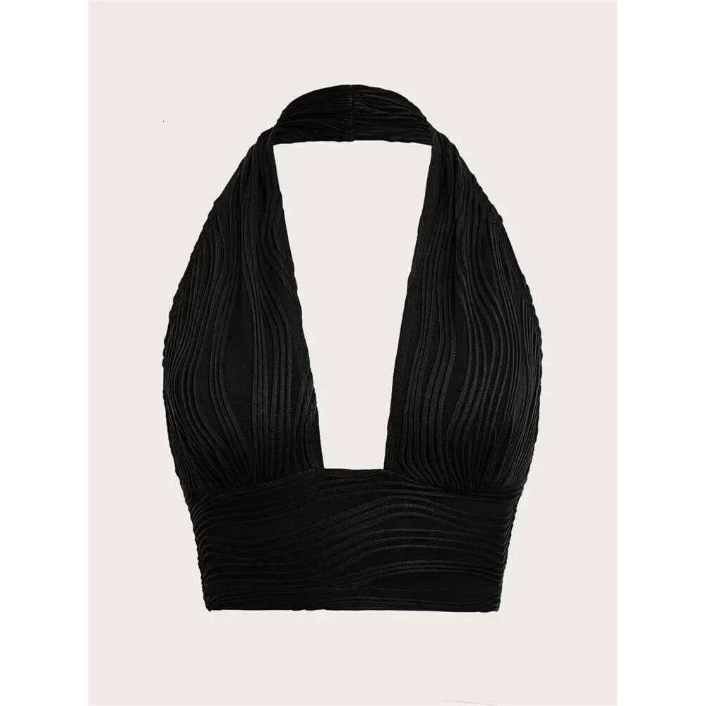 Sexy Solid Backless Crop Halter Women Summer 2024 Y2k Clothes Grunge High Street Style Club Sleeveless Cami Top Streetwear