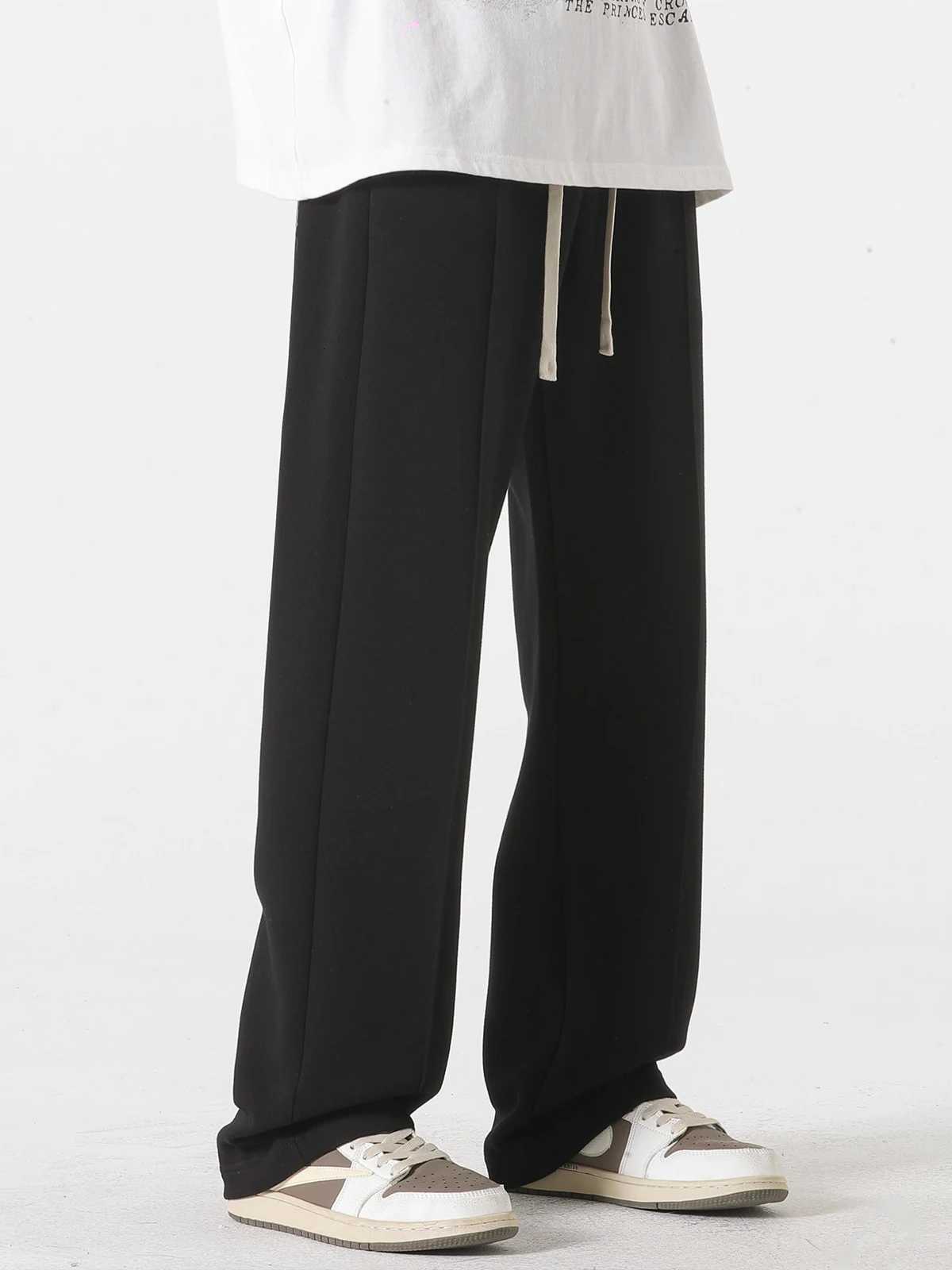 DUKEEN Sweatpants Men Autum and Winter Padding Pants for Men Fleece Trousers Loose Solid Color Full Length Straight Legged PantsXJ250904