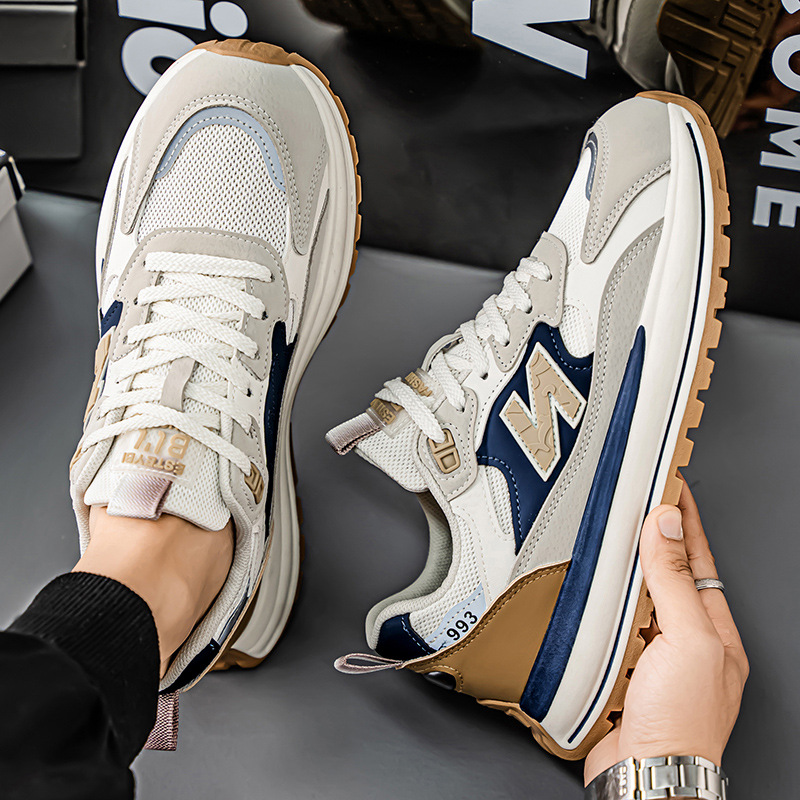 New men's shoes summer mesh breathable trendy versatile running sports shoes men's thick-soled dad shoes