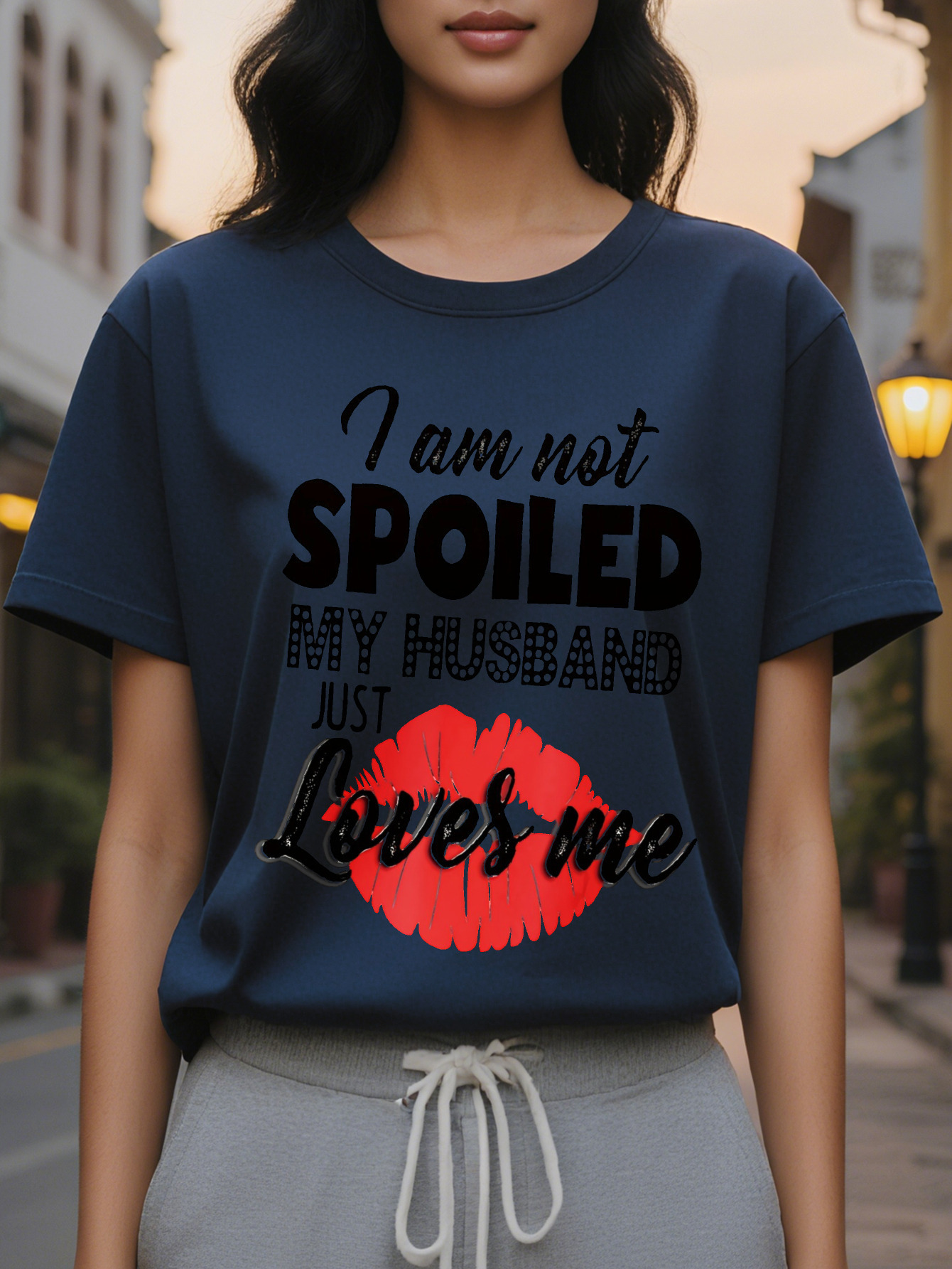 Large XL Vibrant Alphabets Crew Neck T-Shirt Soft Mid Elasticity Cotton Fabric Hand Washable Regular Length Casual Short Plus Size