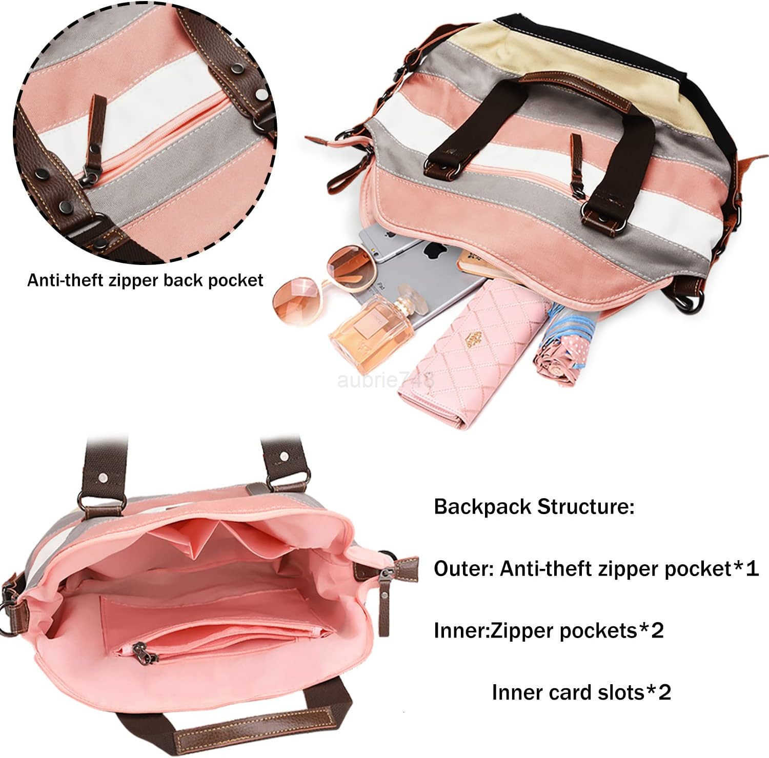 Canvas Handbag MultiColor Striped Lattice Cross Body Shoulder Purse Bag ToteHandbag for Women M250903