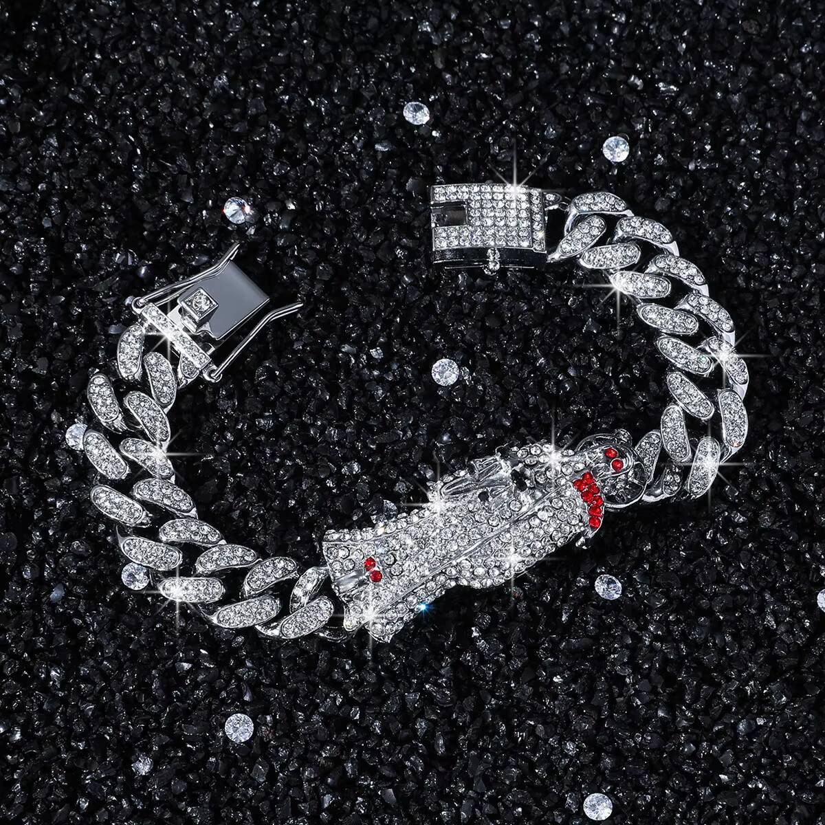 Gold Silver Cuban Link Chain Jewelry Religious Santa Muerte Bracelets Holy Death Gold Silver Fashion Jewelry Bracelets