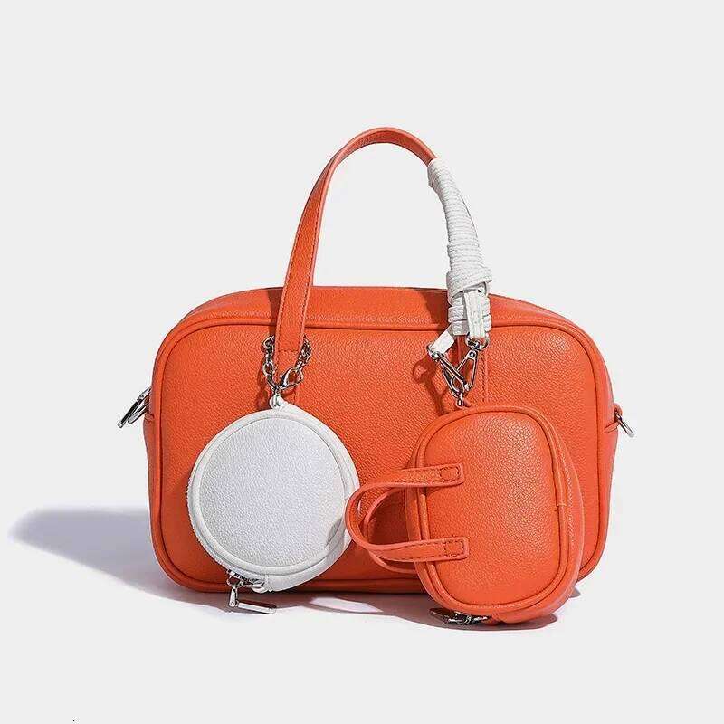 Designer Bowling with Two Matching Wallets Boston Crossbody Shoulder Bags Niche Fashion Color Contrasting Tote Bag Handbagluxury bag tote bag