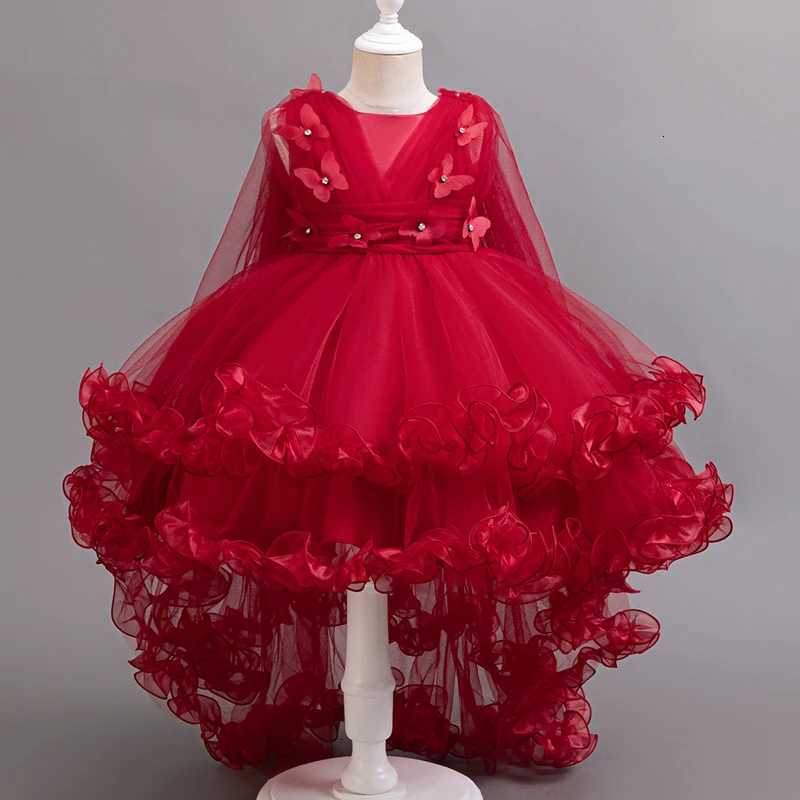 Children Princess Dresses Wedding Bridesmaid Wedding Dress Fluffy Dress Lace Trail Gown Childrens Wear Z250904