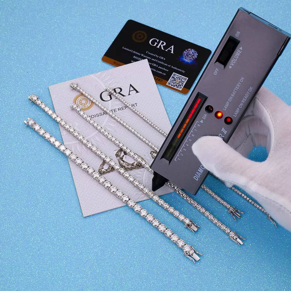 High Quality 925 Silver Iced VVS Moissanite Fashinal Jewelry Tennis Chain Bracelet for Men Women