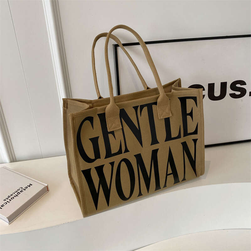 Women Letter Print Canvas 2025 New High-end Handbag Shoulder Bag