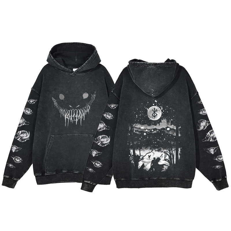 Berserk Hoodie Printed Harajuku Style Washed Hooded Sweatshirt Men's - VT2744