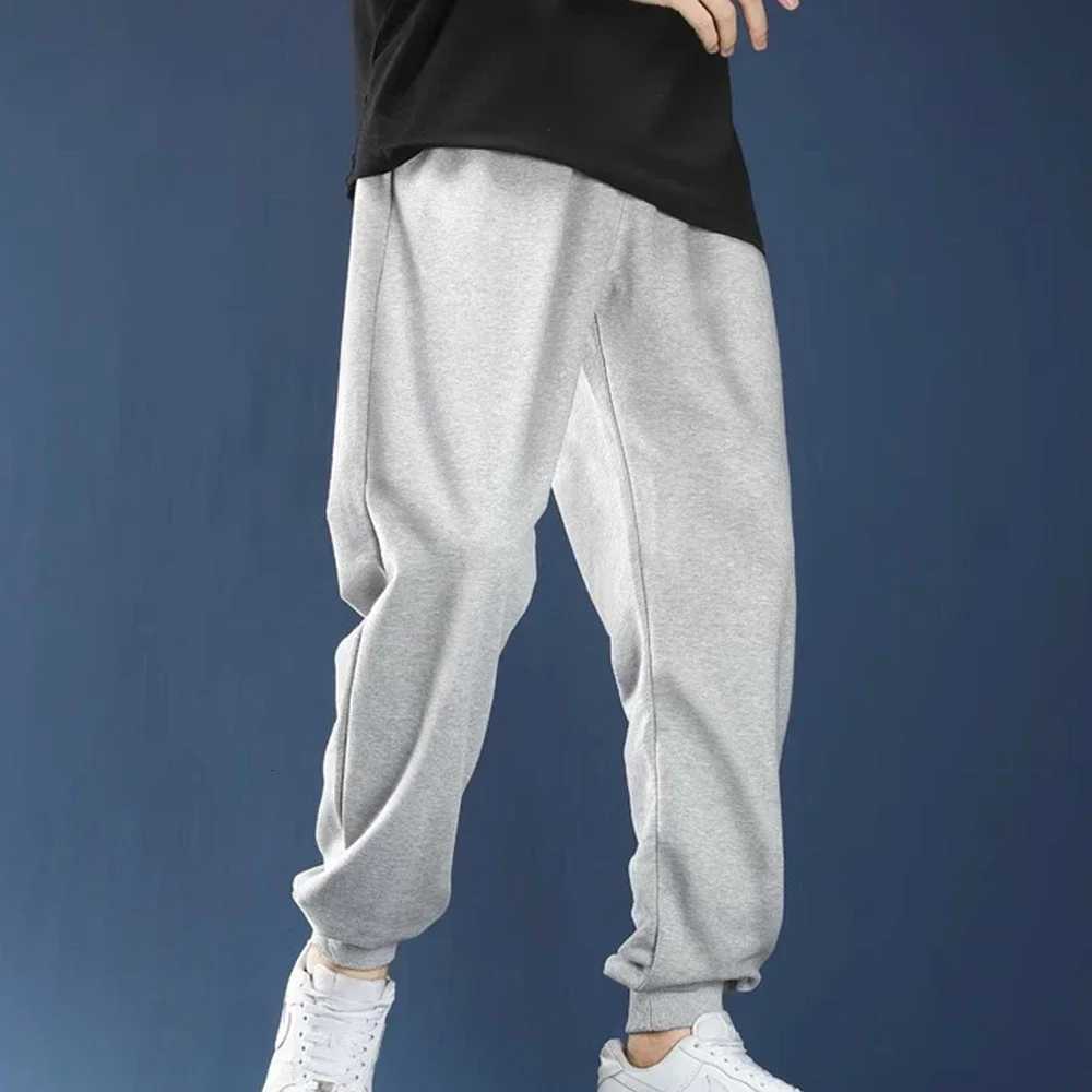 Mens Casual Sweatpants Fleece Sports Pants Unisex Fashion Solid Loose Trousers Streetwear Autumn Winter Jogging Fitness PantsXJ250904