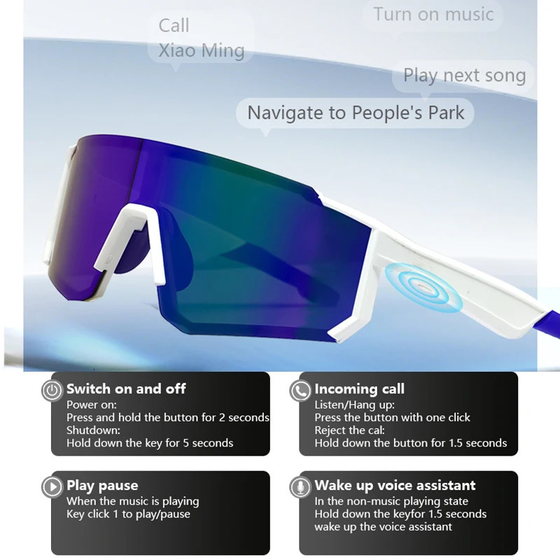 Smart Cycling Glasses Men Bluetooth UV400 Polarized Sunglasses Man AI Voice Intelligent Headphones Call Music Play Camera Remote 250904