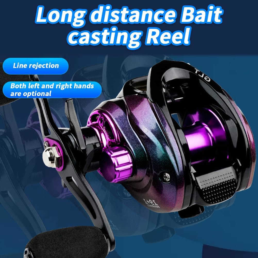 Baitcasting Fishing Reel 191BB Baitcasting Reel High Speed 721 Gear Ratio Low Profile Baitcaster Reel 78KG Max Drag Metal Body Baitcaster Fishing Reel