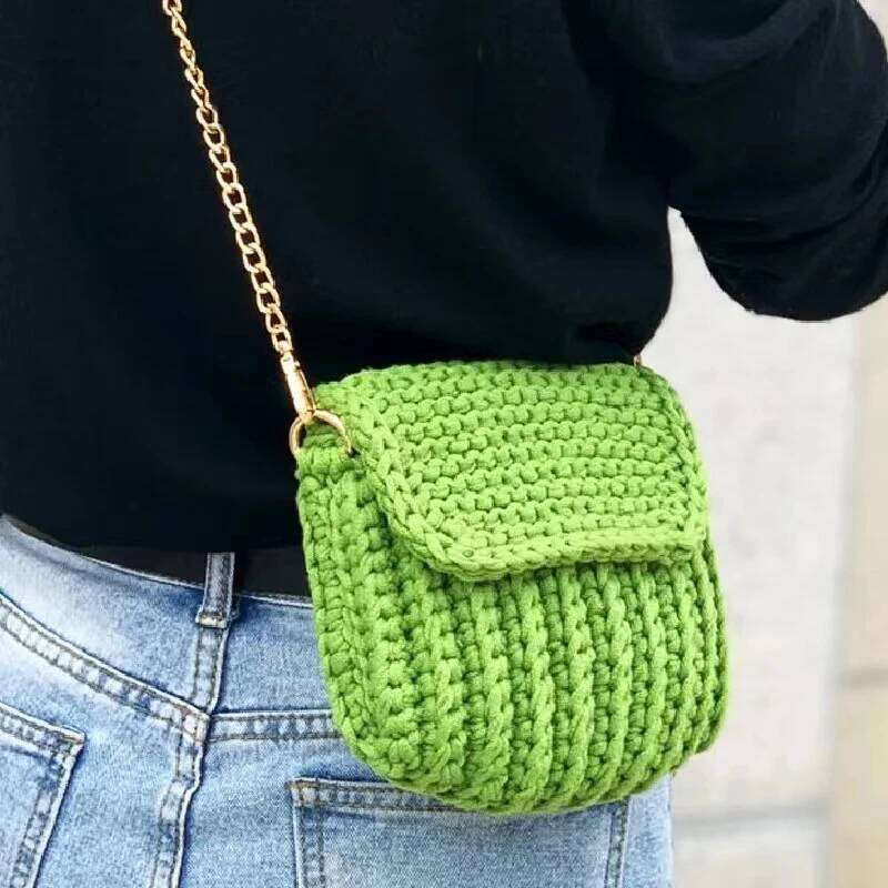 Handwoven small floral crossbody phone key storage shopping carry on bag, lightweight lining, shoulder bag