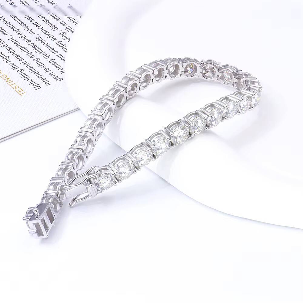 6mm Moissanite Tennis Bracelet Iced Out Hip Hop Jewelry 925 Sterling Silver Tennis Chain Moissanite with GRA Certificate