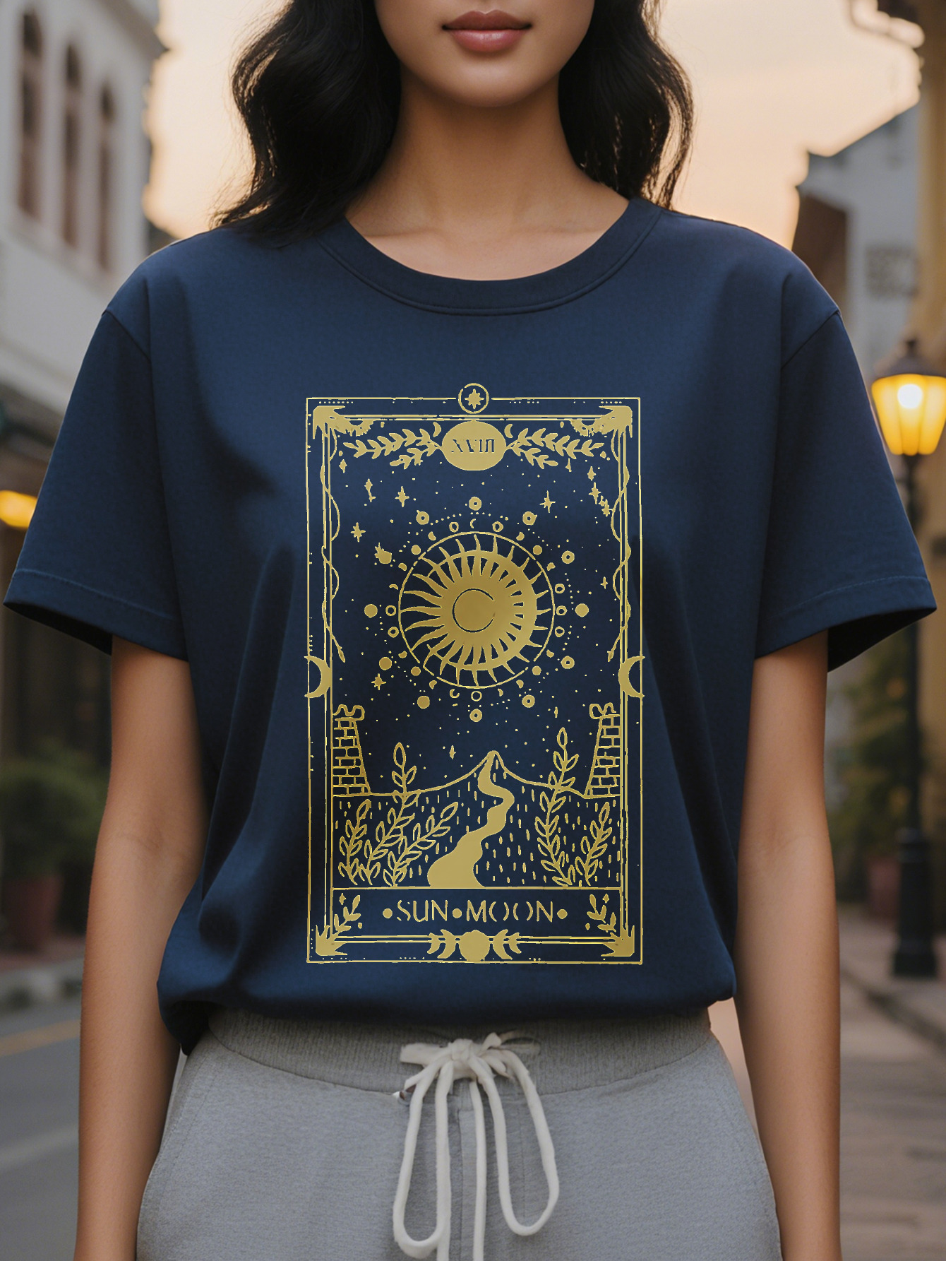 Print Women S Spring And Summer Fitted Round Neck T-Shirt