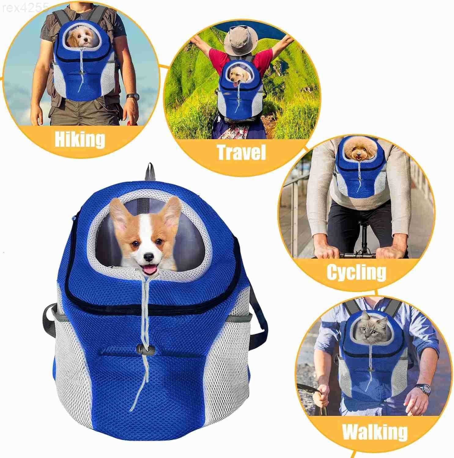 Dog Carrier Backpack Comfortable Doggy Front Backpack Pet Puppy Carrier Travel Pack with Breathable Head Out Design and Padded Shoulder for Walking Bi