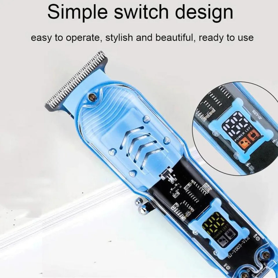 Professional Hair Clippers Rechargeable Clipper Transparent Electric Trimmers For Men Cordless Cut Machine 250825
