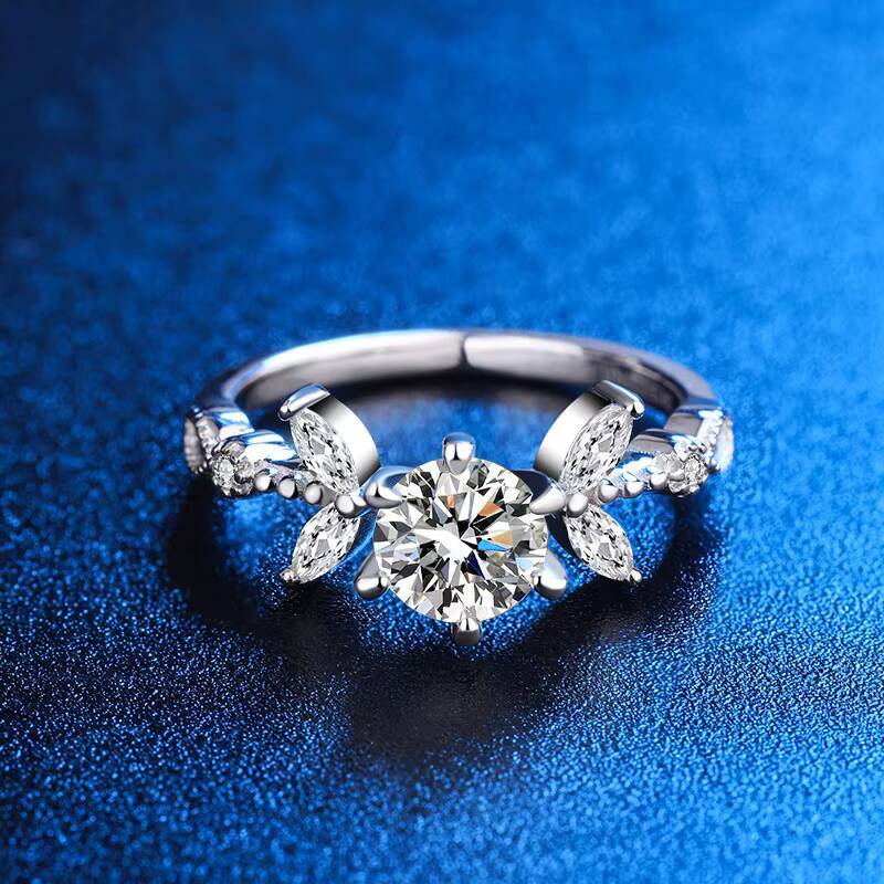 Fashion Ladies Jewelry for Women Moissanite Wedding Engagement Diamond Silver Wholesale Ring