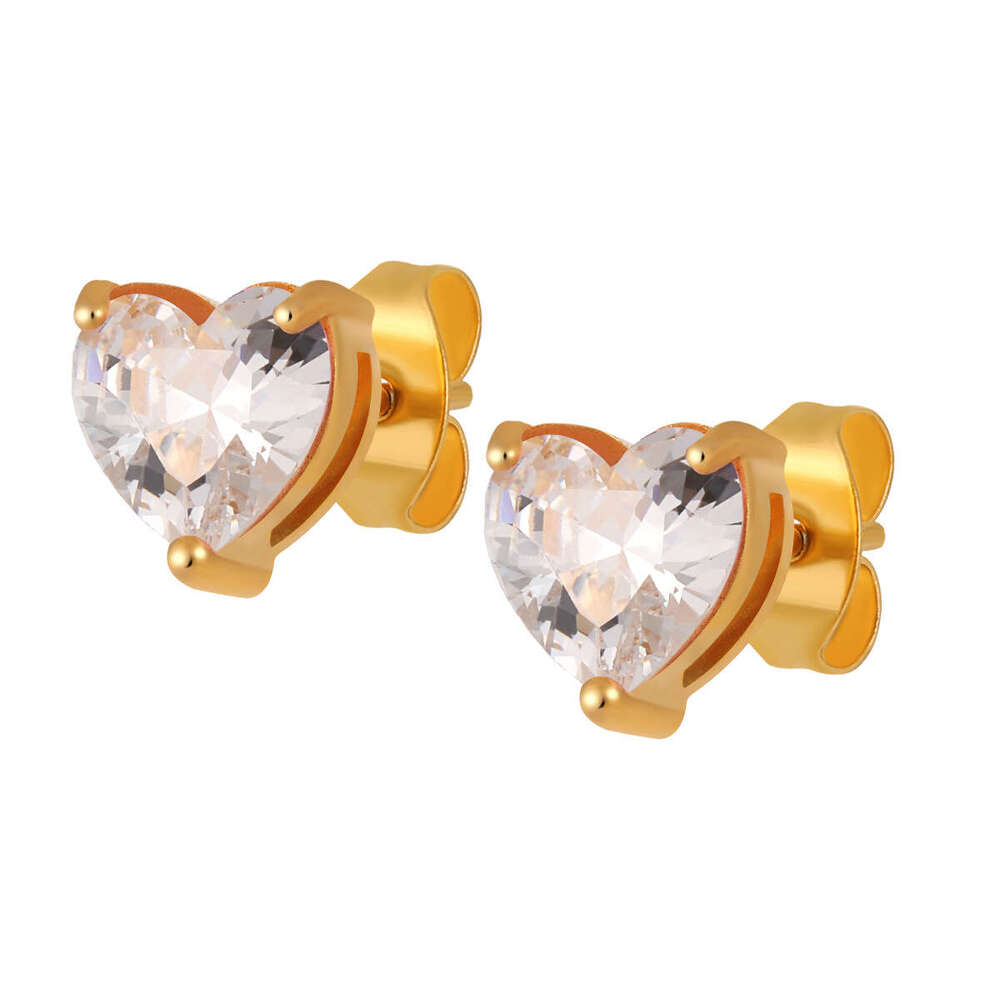 Korean Version New Light Elegant Heart-Shaped Dia-Studded Fashionable Personality Versatile Simple High-End Claw Dia Earrings