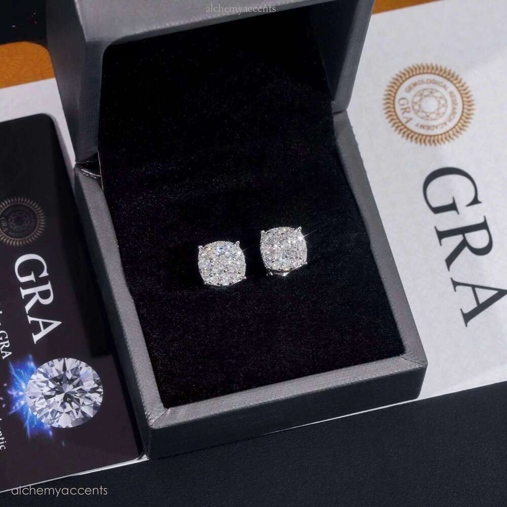 New Pass Tester GRA Certified Stocks VVS Dia Sterling Sier Hip Hop Jewelry Moissanite Stud Earrings for Men