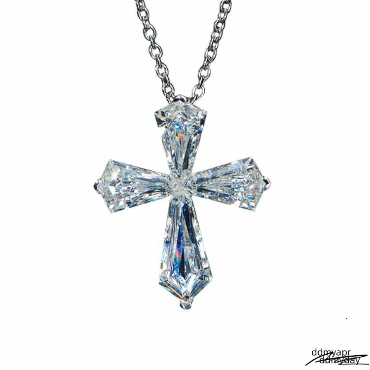 2025 Ins Top Sell Ddmyday Elegant Cross Pendant Simple Fashion Jewelry Sterling Sier Crystal 5A Cubic Zircon Dia Gemstones Party Eternity Women Clavic