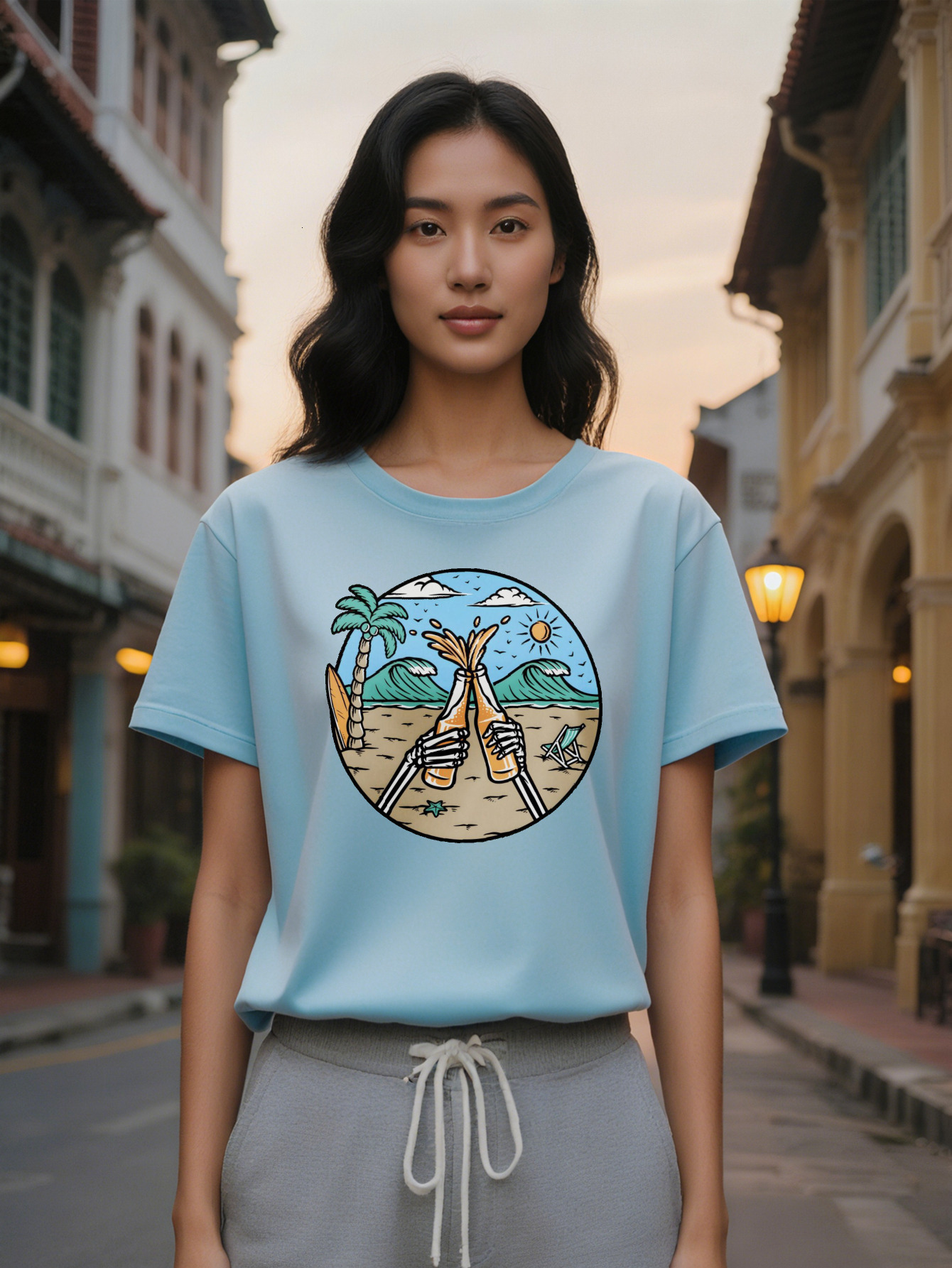 Funny Fashion Summer Short Sleeve T-Shirt with Retro Black Humor A Great Gift for Lady