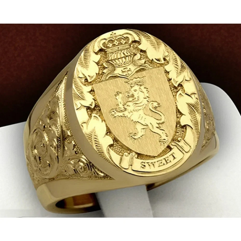 Simple Fashion Niche Domineering Crown Lion Ring Royal Seal Personalized Domineering Street Fashion Party Mens Ring Accessories 250903