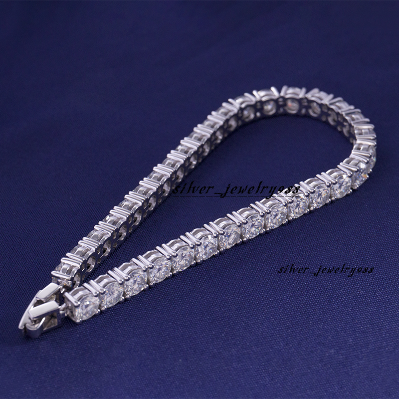 Trendy Moissnaite 925 Sterling Silver Mossanite Diamond Bracelets 3mm Charms for Custom Moissanite Tennis Bracelet for Men Women