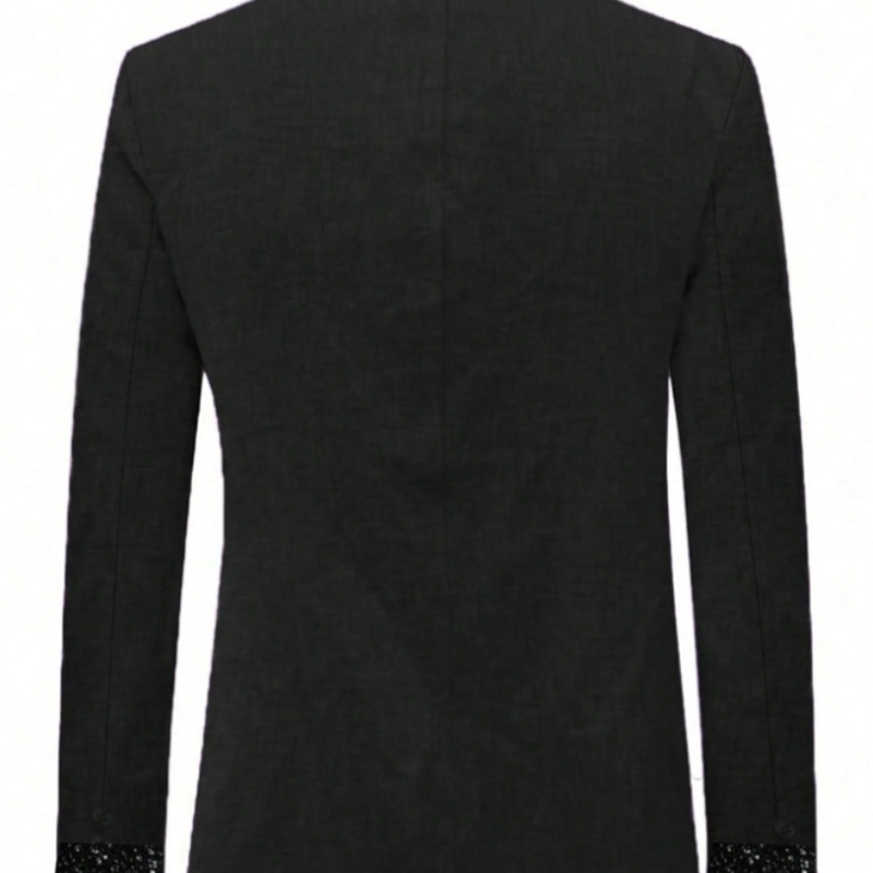 Classic Black Men Suits Shawl Lapel Sequin Patchwork Slim Fit Groom Party Coat Fashion Wedding Male Blazers Costumes Homme y250903