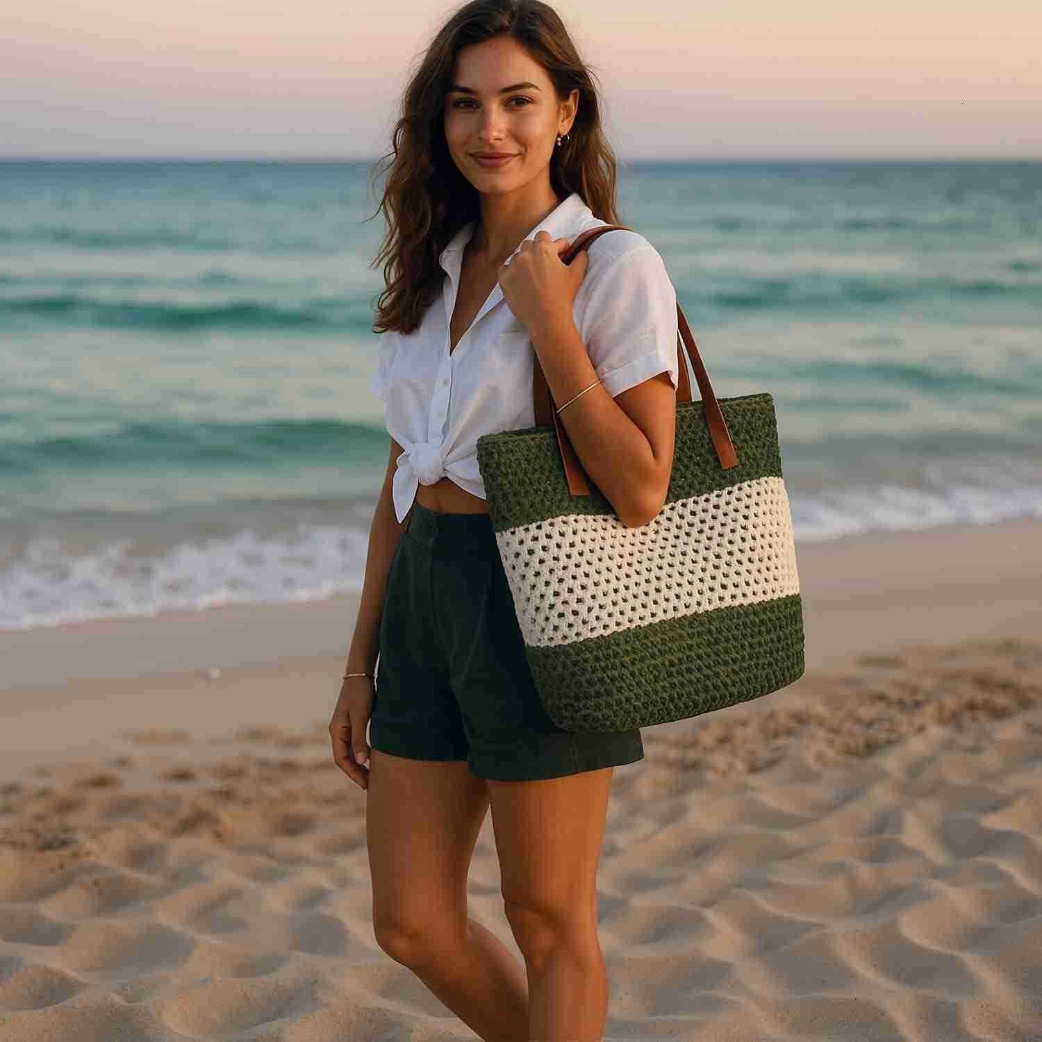 Beach Straw Bags for Women Summer Travel Bag Woven Straw Purse Handmade Clutch Beach Tote Bag Shoulder Handbags M250904