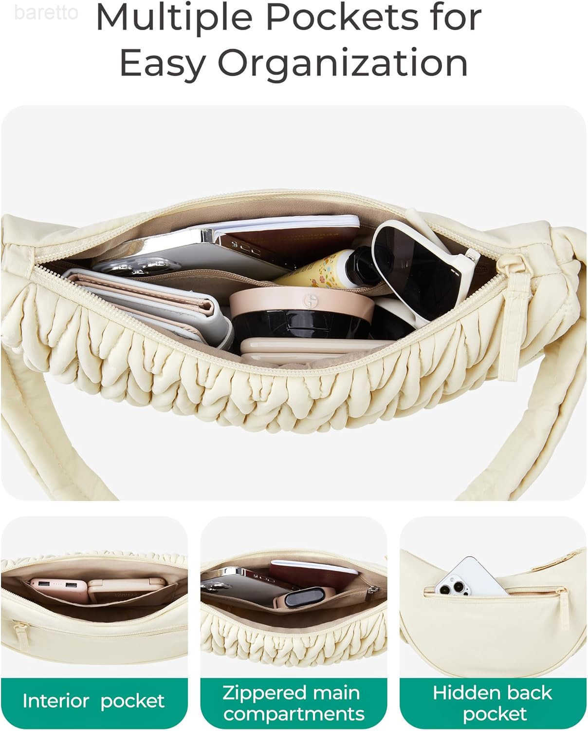 Hobo Bag for Women Nylon Quilted Crossbody Bags for Women Shoulder with Adjustable Strap M250903