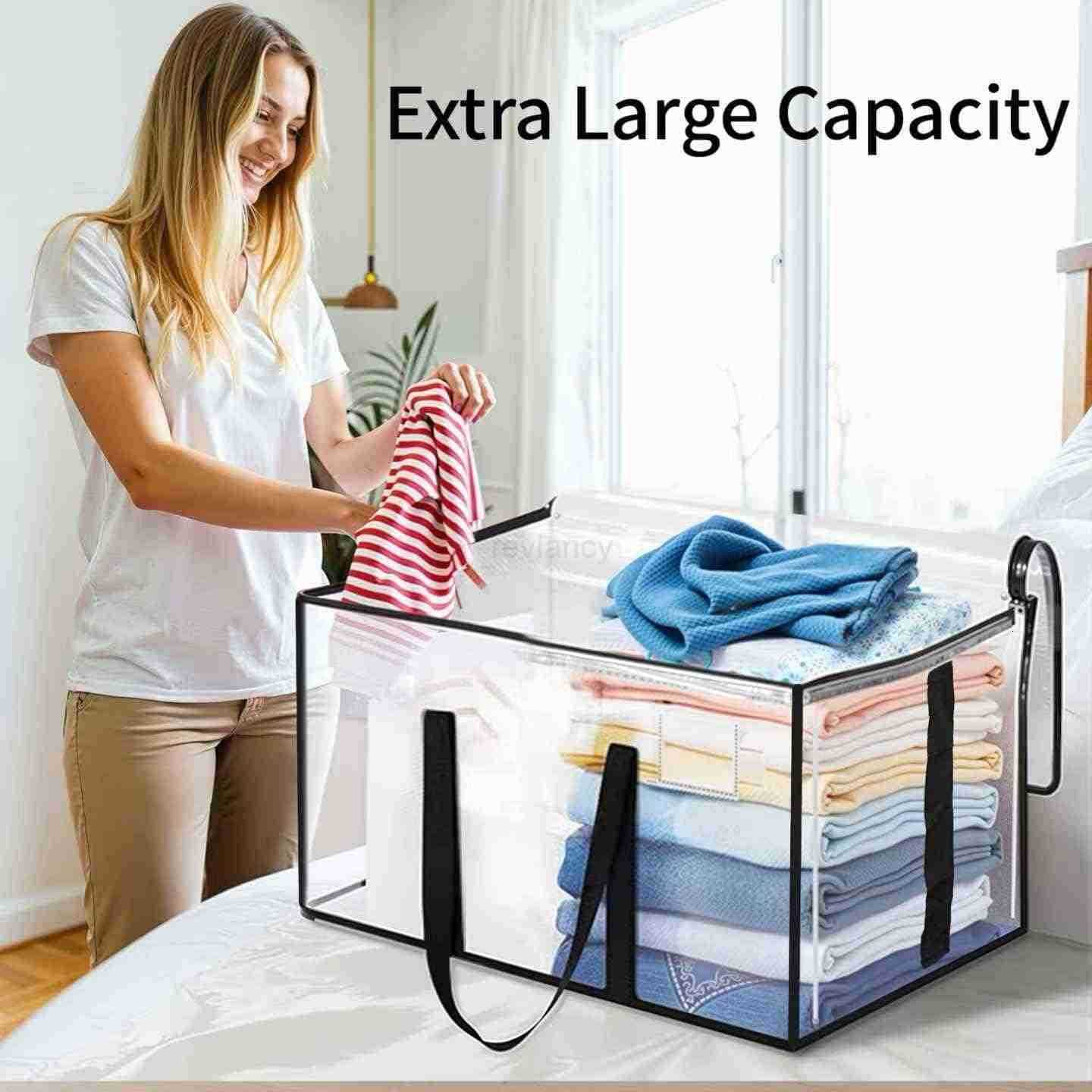 Large Heavy Duty Moving Bags Waterproof Storage Totes with Reinforced Handles Zippers Foldable for College Dorm Essentials Clothes Storage Travel 6Pac