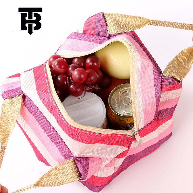 TB Designer s bag BHULAMTE Factory Direct Cute Colorful Striped Square Ice Pack Korean Insulated Bag Lunch Box Bag Bento Bag With Lunch Bag