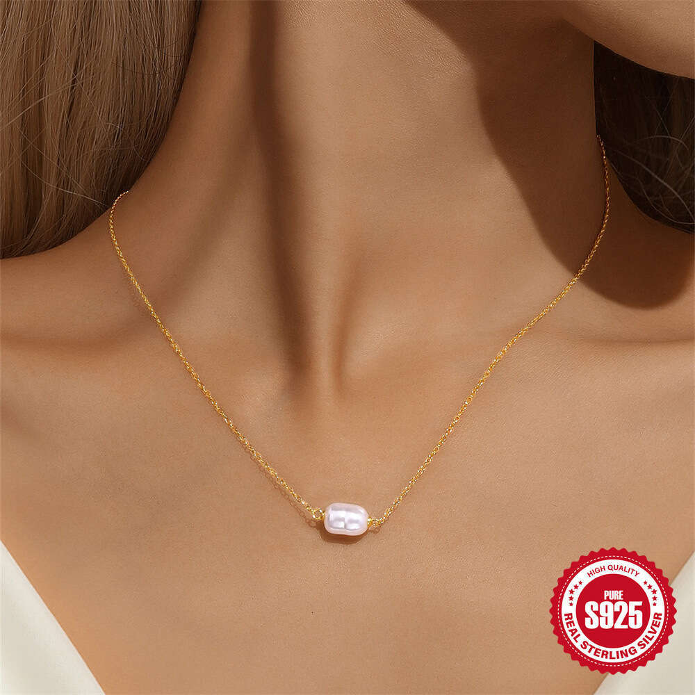 Fashion Simple S Pure Sier Light Niche Pearl Personality Temperament Design Sense Minimalist Style Bracelet Necklace