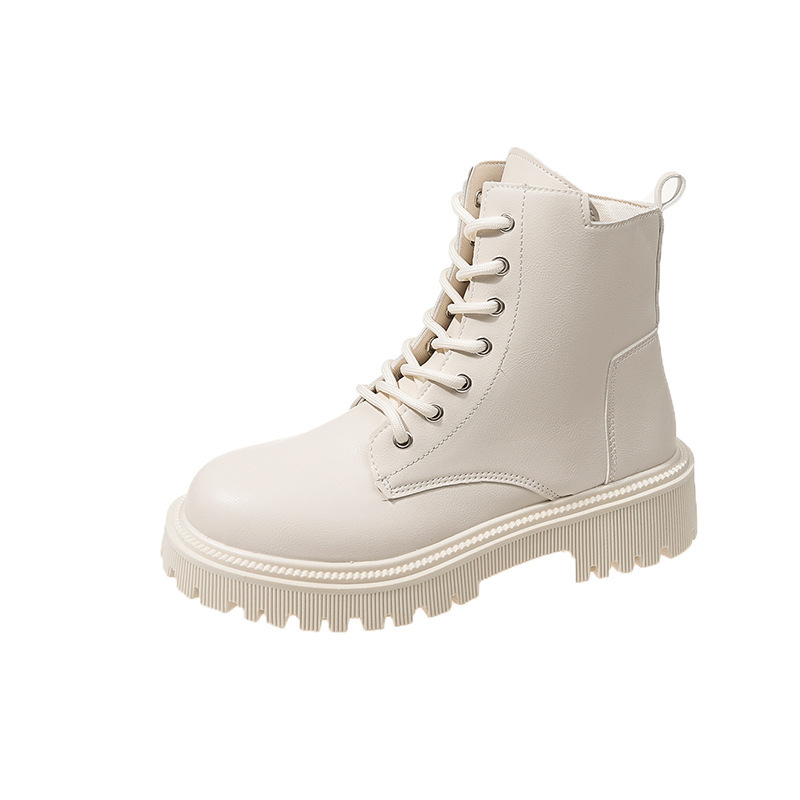 Hot free shipping designer boots for womens Martin Boots black white Winter versatile high top British style thick soled Martin boots