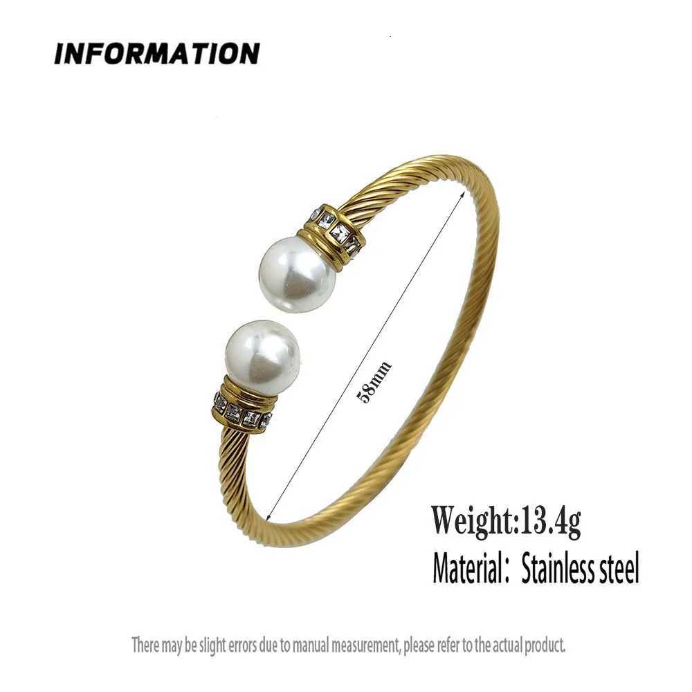 18K Stainless Steel Charm Bracelet with Pearl Pattern for Men High Quality Waterproof Jewelry Wedding Party Gift Y250904