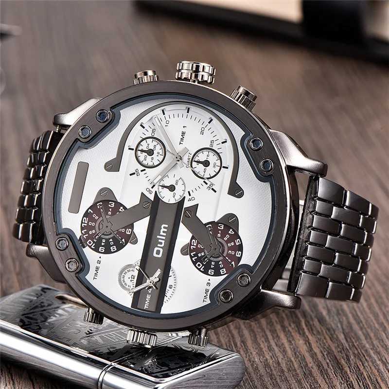 Huge Two Time Zone Mens Watches Top Luxury Brand M Quartz Big Size Watch Individuality Large Men Military Wristwatch X250904