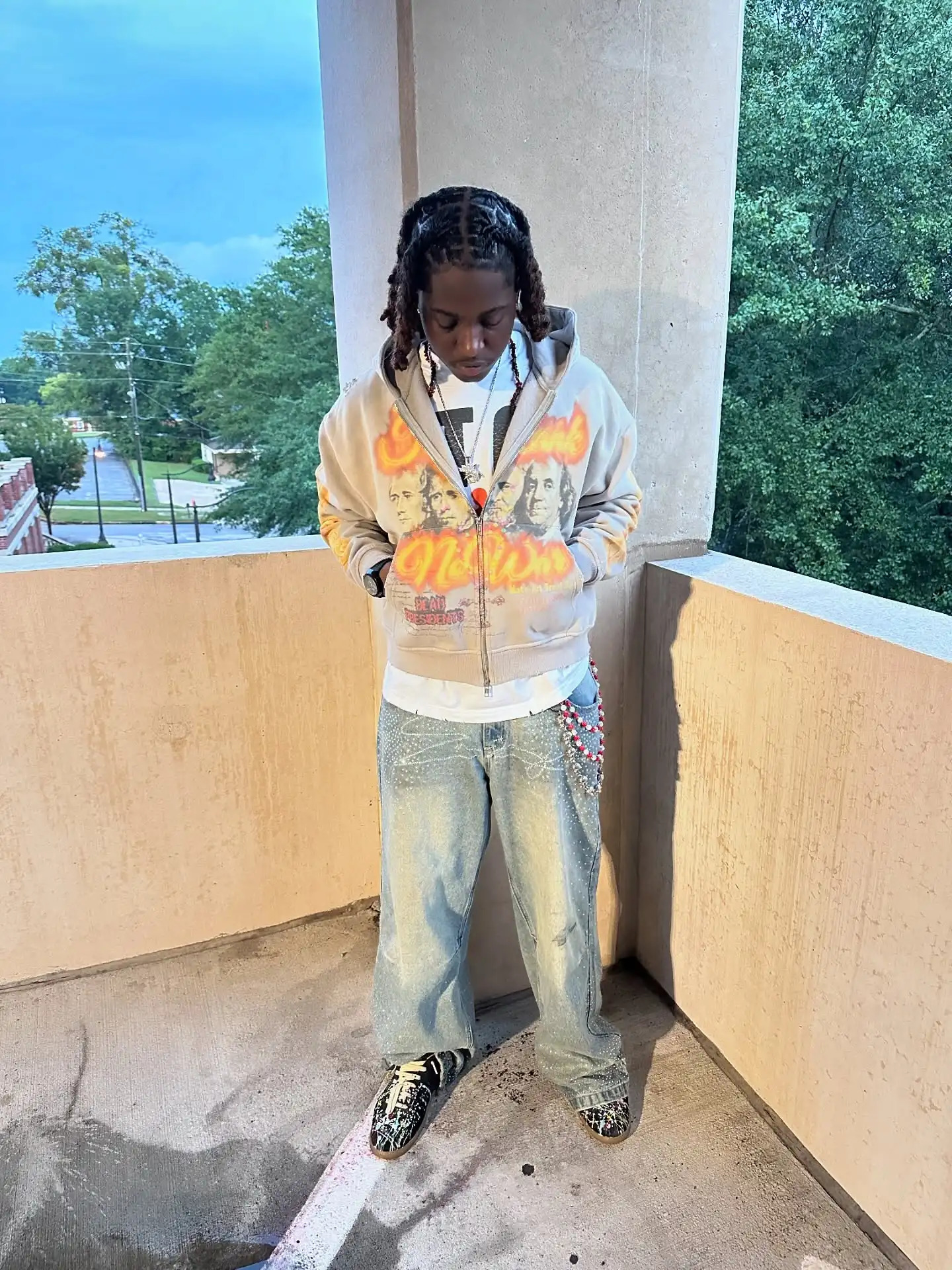 Y2K Gray Zip Hoodie Top Rank President Print Sweater Men Women Fashion Vintage Classic Hip Hop Streetwear Clothing Loose Jacket 250815