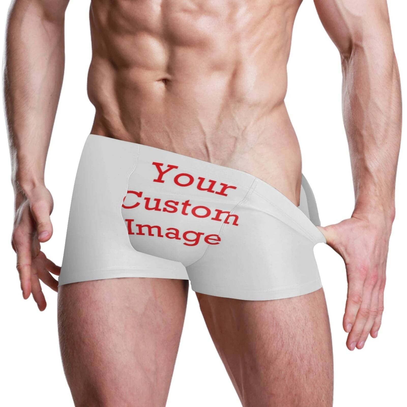 Men Swimwear Pants Summer Sexy Beach Swim Shorts New Custom Picture Swimsuit Men's Swimming Trunks Boxer Briefs