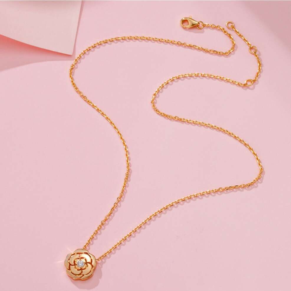 Camellia Necklace for Women Ins Style Niche Design Set Sweatshirt High-end Trendy Choker