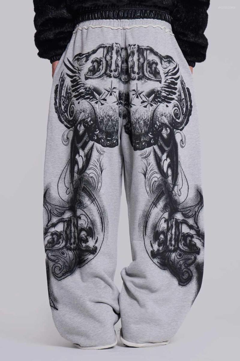 Men's Pants Gothic Elephant Graphic Loose Cotton Trousers Men Y2K Harajuku Hip-Hop Fashion Couples Casual Streetwear