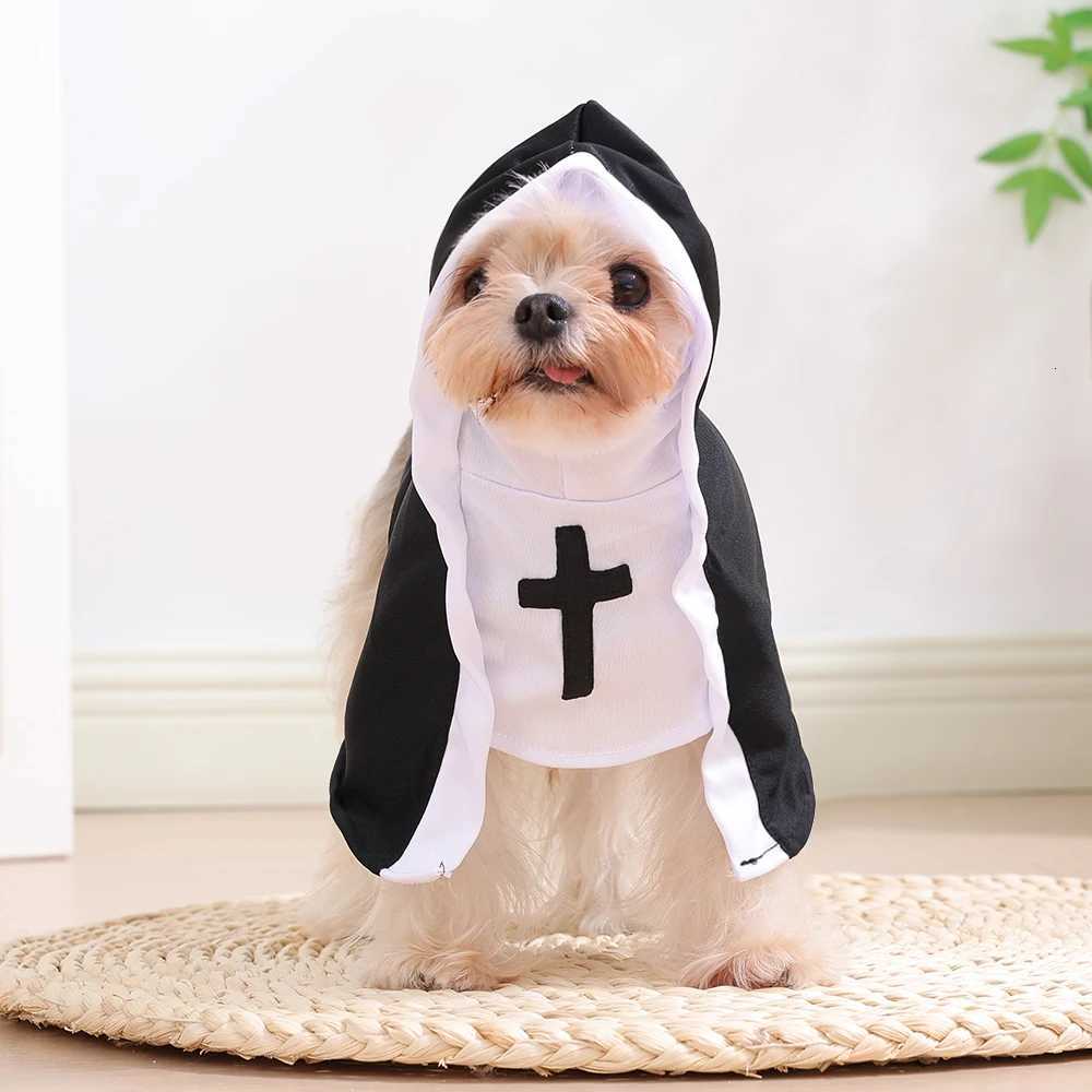 Halloween Dog Clothes Cute Christ Nun Cosplay Pets Costume For Small Large Dogs Cross Print Makeup Chihuahua Outfits Cats Gift W250904