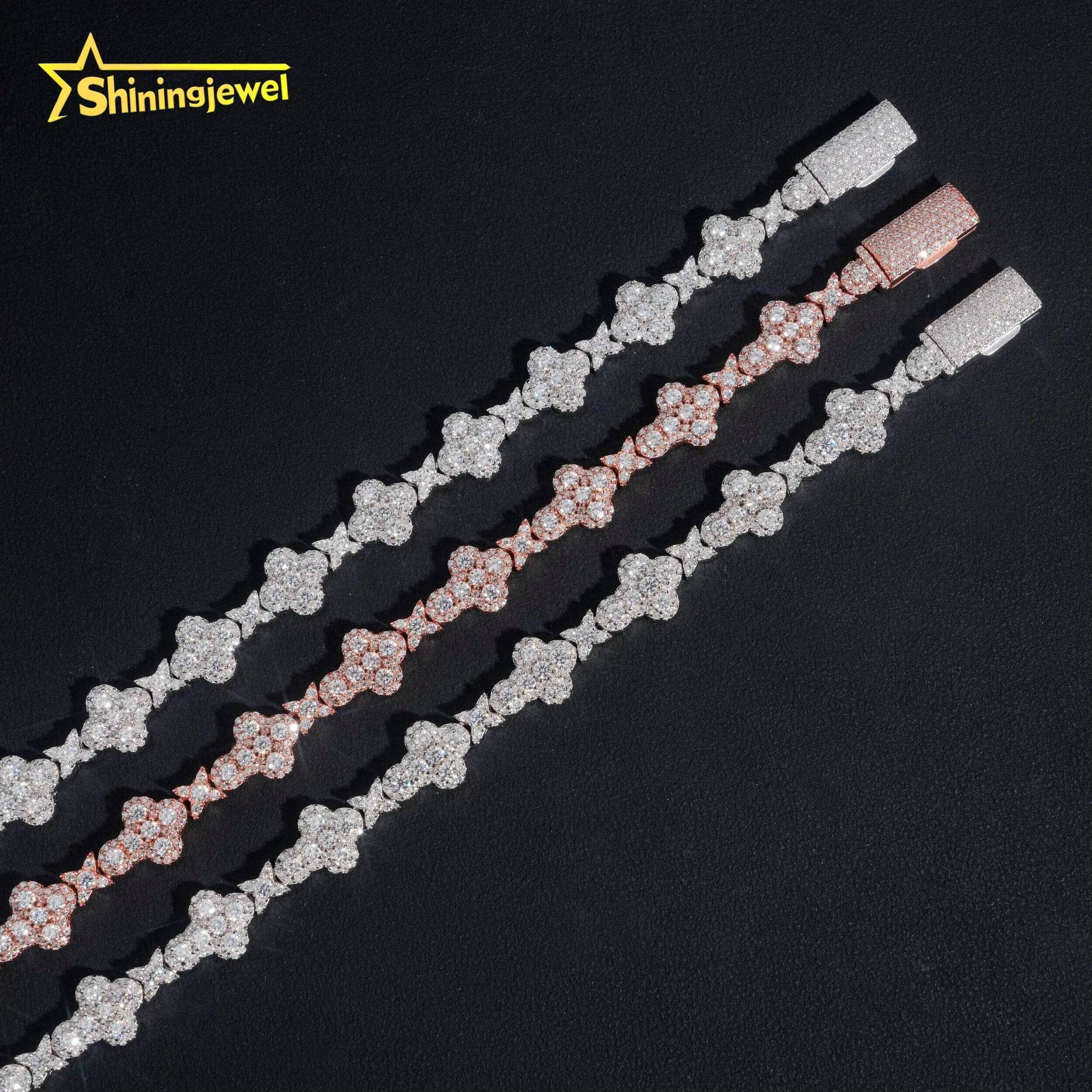 Fine Jewelry Hot Selling GRA Certificate Iced Out 10mm 925 Sterling Silver Hip Hop Cross Moissanite Bracelet