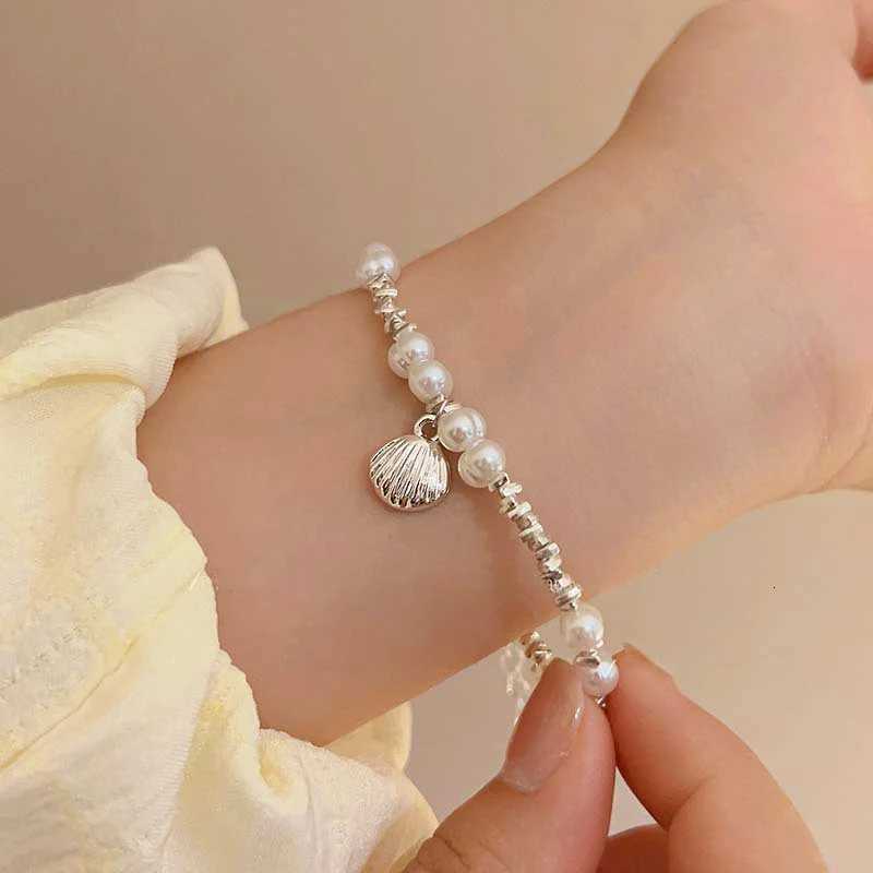 Rantic Shell Pearl Bracelet for Women Irregular Broken Silver Color Beads Simple Design Bracelet Trend Jewelry Birthday Gifts Y250904