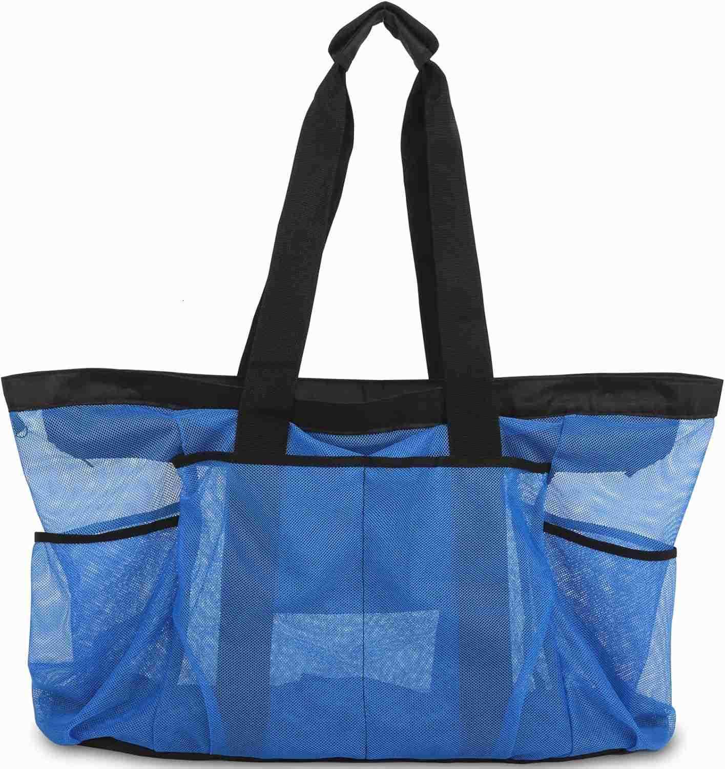 Large Beach Bag Mesh Tote with Zipper and Pockets Ideal for Your Family CruiseBeach Vacation EssentialsW250904